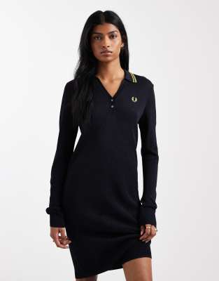 Fred Perry Fred Perry textured polo dress in navy