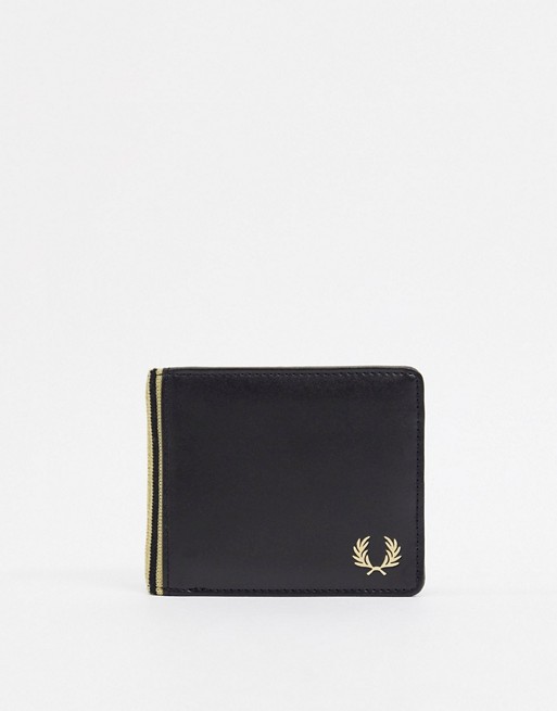 Fred Perry tipped bifold wallet in black