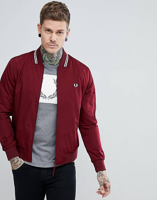 Persistent Search engine marketing metal Fred Perry Tipped Bomber Jacket In Burgundy | ASOS