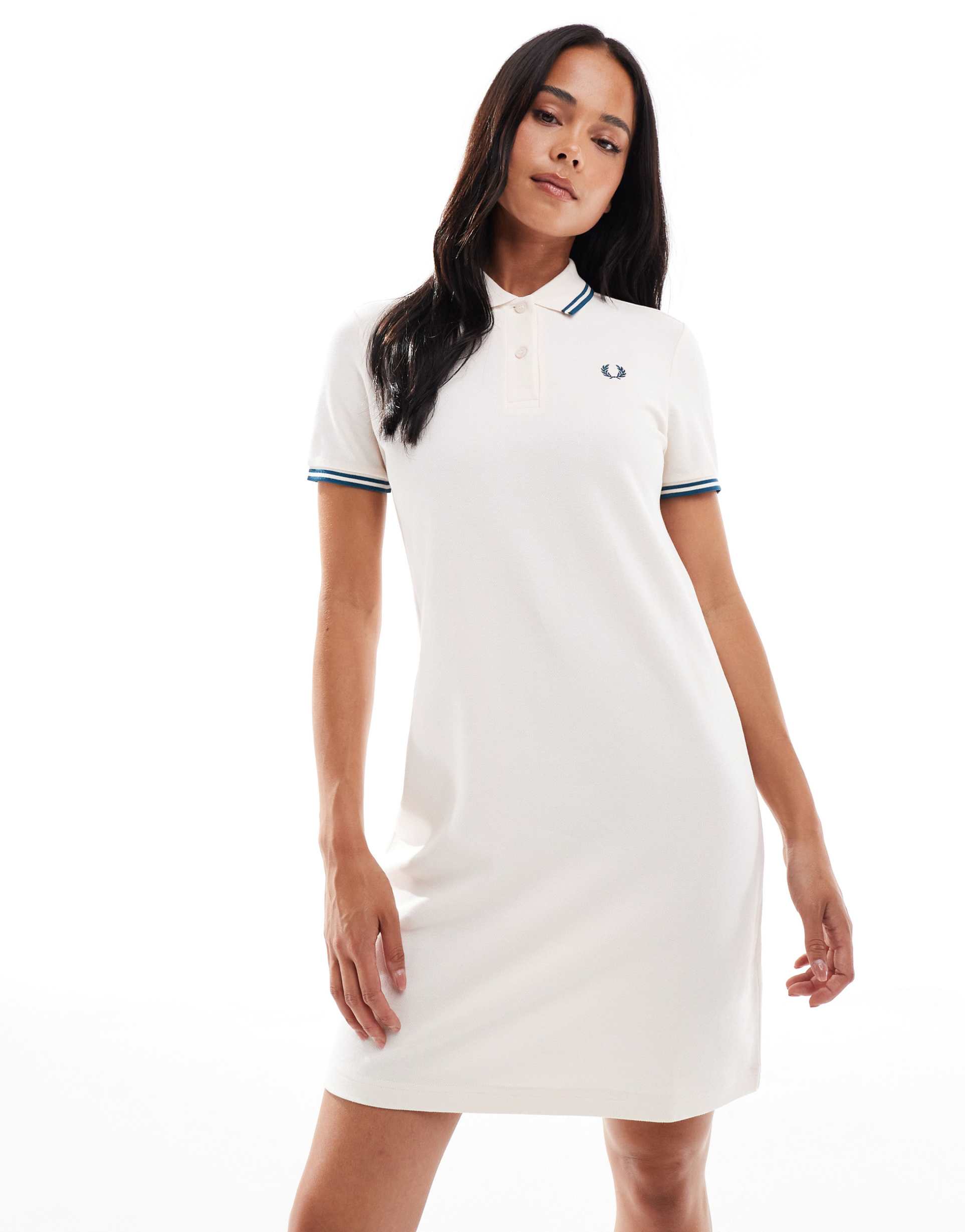 fred perry tipped dress in light peach