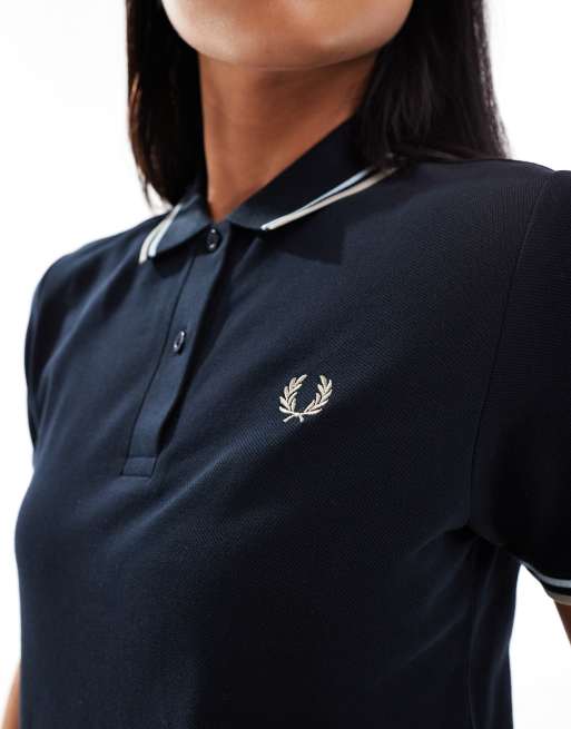 Fred Perry tipped dress in navy, 3 of 4