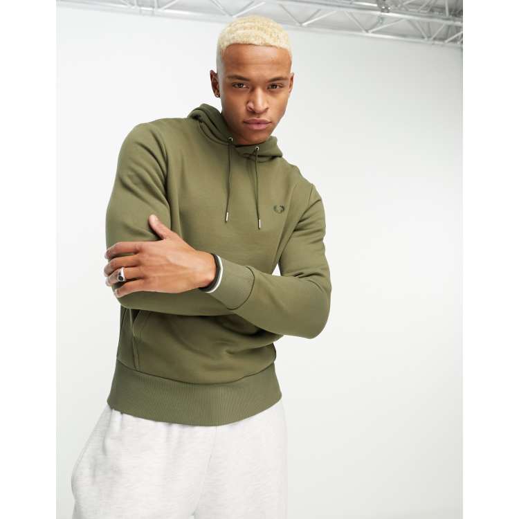 Fred Perry tipped hoodie in khaki