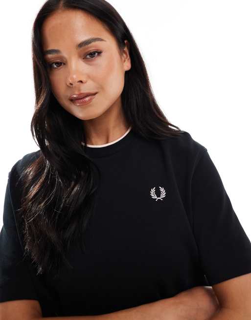トップス FRED PERRY Twin Tipped Pique Dress Fred Perry tipped pique dress in black | ASOS