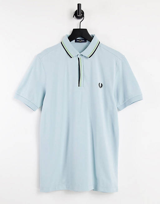 Polo shirts Fred Perry tipped placket polo in lt blue 