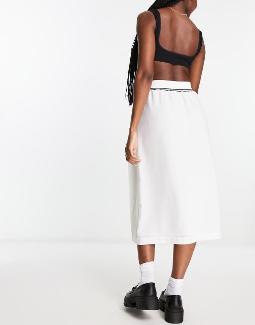 Fred Perry tipped pleated midi skirt in white | ASOS