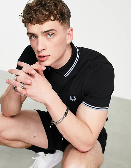 Polo shirts Fred Perry tipped polo shirt in black 