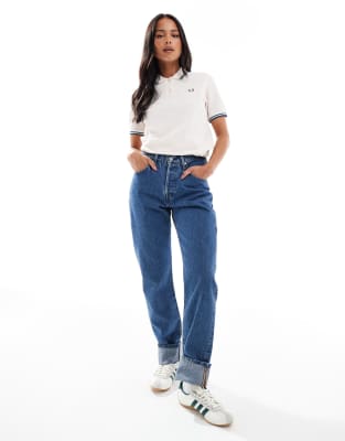 Fred Perry Tipped Polo Shirt In White
