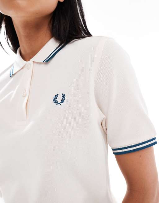 Fred Perry tipped polo shirt in light peach | ASOS