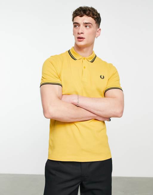 Fred Perry tipped polo shirt in mustard yellow ASOS