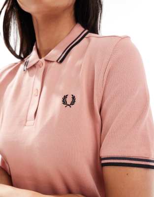 Fred Perry Tipped Polo Shirt In Pink