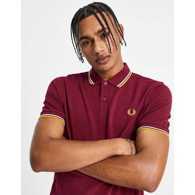 Burgundy fred perry polo shirt best sale