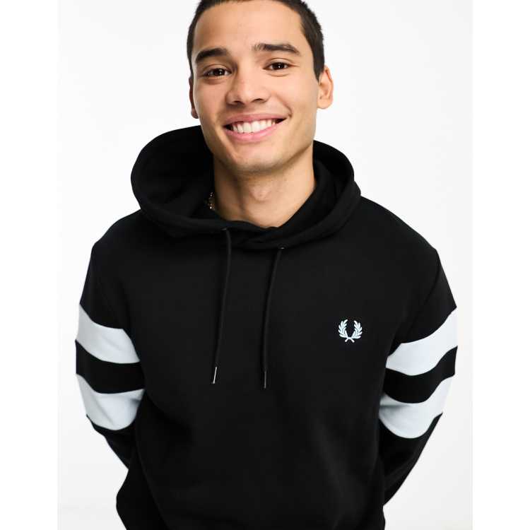 FRED PERRY☆ Tipped Hooded Sweatshirt BLACK Fred Perry Tipped Hooded Sweatshirt in Black | Lyst