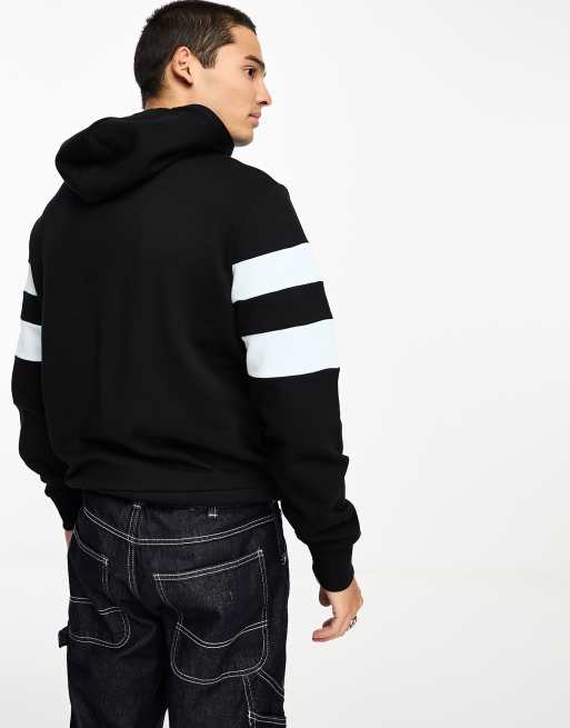 Fred Perry tipped sleeve hoodie in black | ASOS