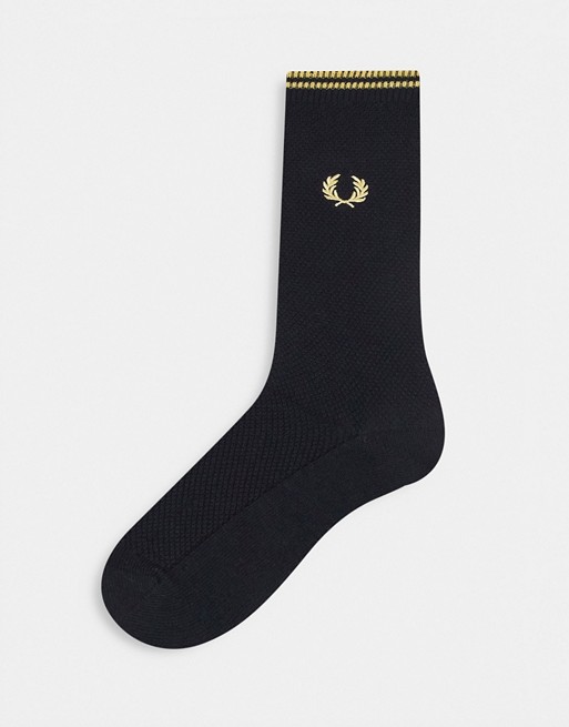 Fred Perry tipped socks in black