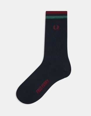 Fred Perry Tipped Socks In Blue