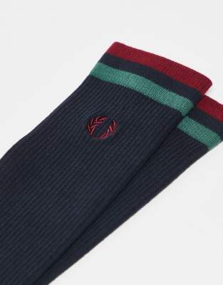 Fred Perry Tipped Socks In Blue