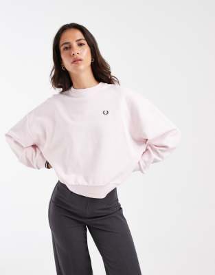 Fred Perry Tipped Sweatshirt In Pink