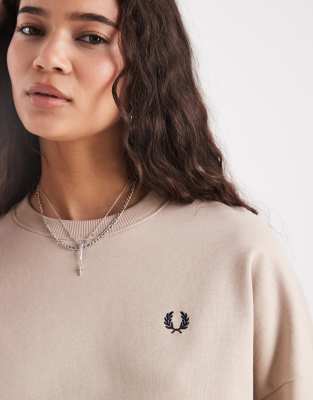 Fred Perry Tipped Sweatshirt In Neutral