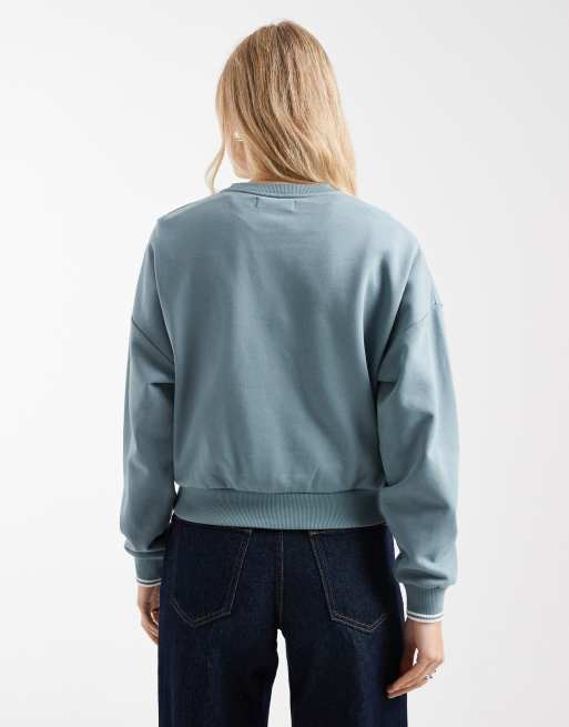 Fred Perry tipped sweatshirt in blue | ASOS