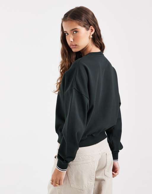 Fred Perry tipped sweatshirt in dark green , 4 of 4