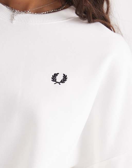Fred Perry tipped sweatshirt in white | ASOS