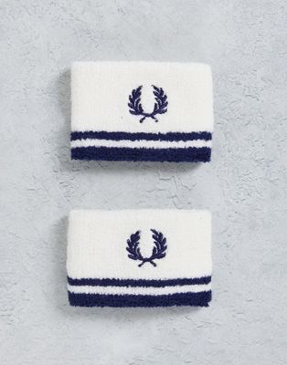 Fred Perry tipped towelling sweatbands in white