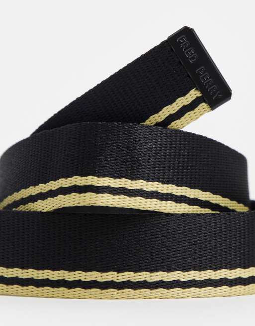 Fred Perry tipped webbing belt in black | ASOS