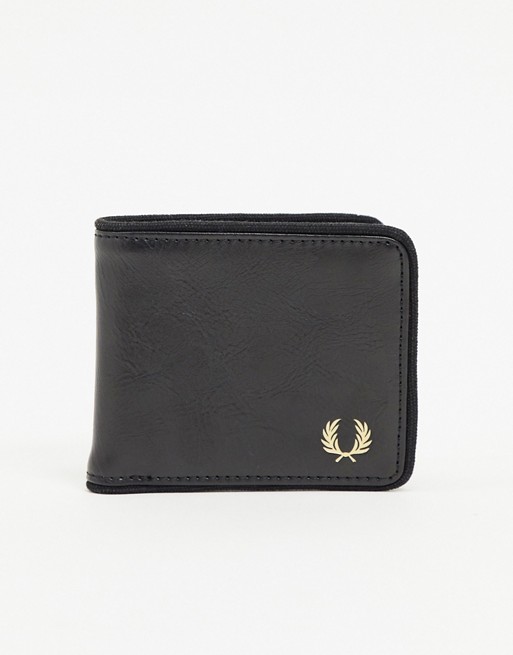 Fred Perry tonal classic billfold wallet in black