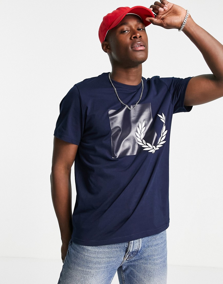 Fred Perry tonal graphic logo t-shirt in navy