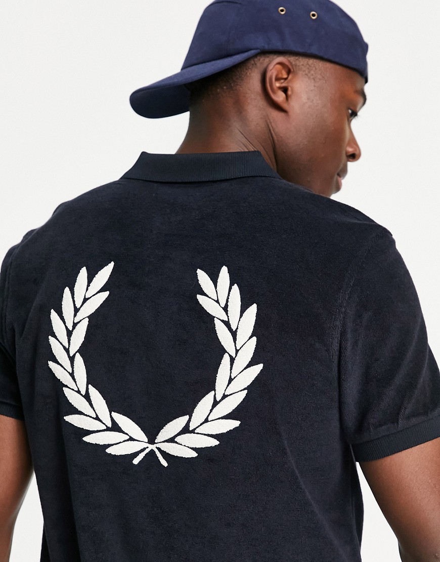 Fred Perry towelling polo in navy