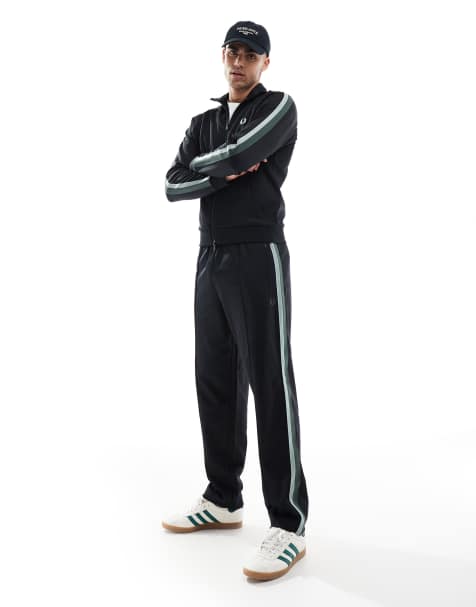 Fred Perry - Trainings-joggingbroek met tweekleurige bies in zwart, deel van co-ord set - view 1