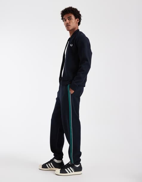 Fred Perry - Trainingsbroek met gestreepte bies in marineblauw, deel van co-ord set - view 1