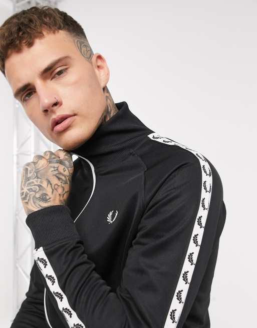 Fred Perry - Trainingsjack met zijbies in zwart