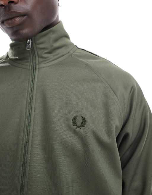 Fred Perry – Trainingsjacke in Grün mit kontrastierender Borte, Kombiteil, 4 von 4