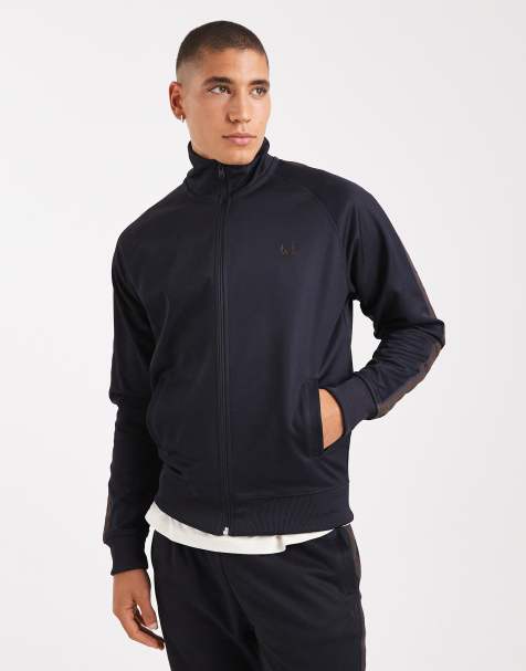 Fred Perry – Trainingsjacke in Marineblau mit Kontrast-Zierband in Burnt Tobacco - view 1
