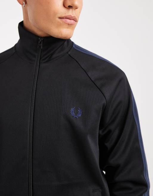 Fred Perry – Trainingsjacke in Schwarz mit Netzstoff-Zierband, 5 von 5
