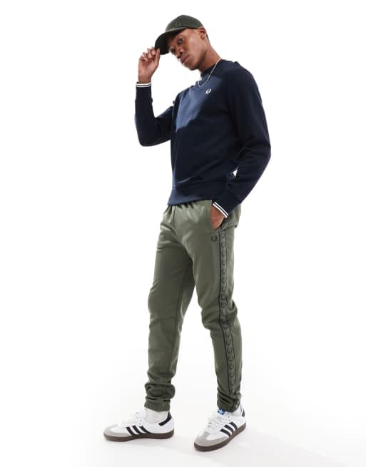 Fred Perry - Trainingsjoggingbroek met bies en contrasterende randjes in groen, deel van co-ord set