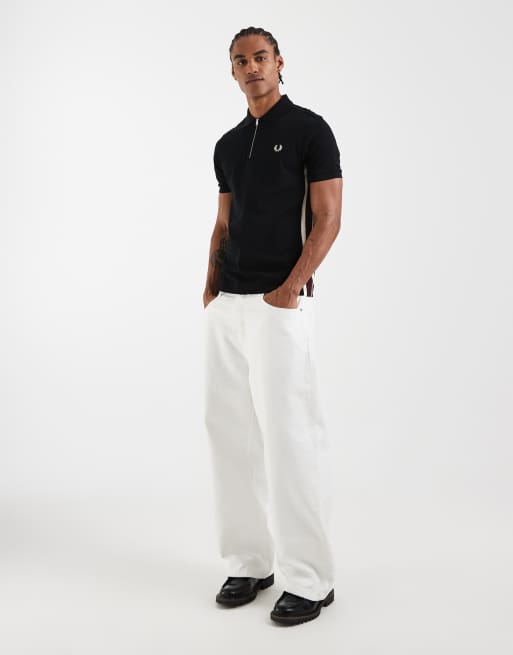Fred Perry tramline stripe polo shirt in black, 2 of 5