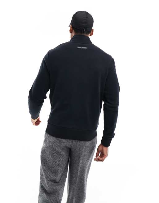 Fred Perry - Trui met verhoogde grafische print en korte rits in zwart, 4 van 4