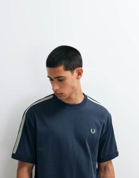 Fred Perry tweekleurig mesh T-shirt met tape in donker luchtmachtblauw - view 1