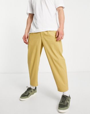 Fred Perry twill cropped tapered chinos in beige