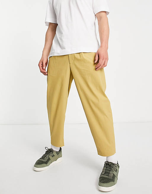 Fred Perry twill cropped tapered chinos in beige