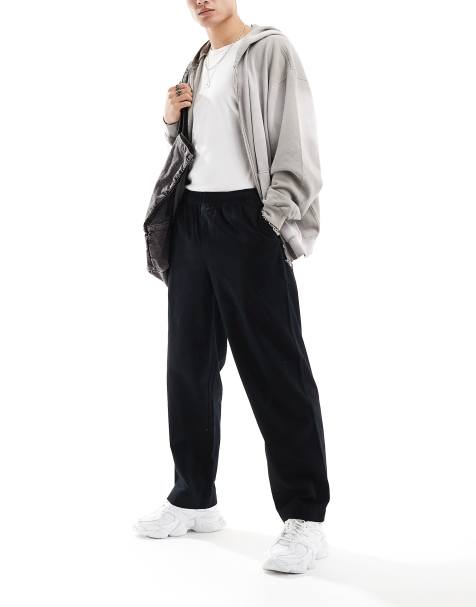 Fred Perry twill drawstring straight leg trousers in black - view 1