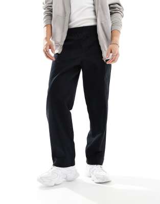 Fred Perry twill drawstring straight leg trousers in black