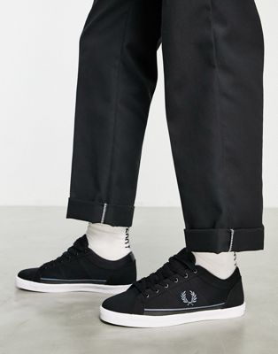 Fred Perry twill lace up plimsoll in black