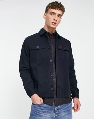 Fred Perry twill overshirt in navy
