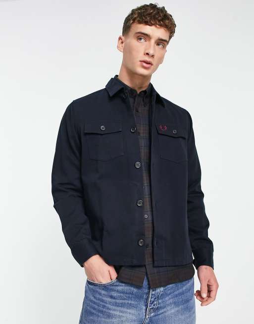 Fred Perry twill overshirt in navy | ASOS