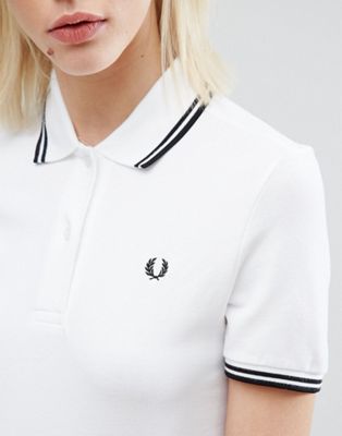 womens white fred perry polo shirt