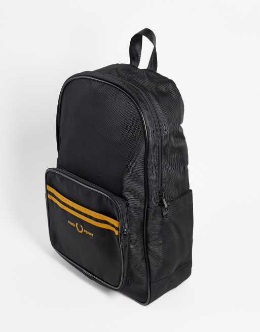 Fred Perry twin tipped backpack in black gold