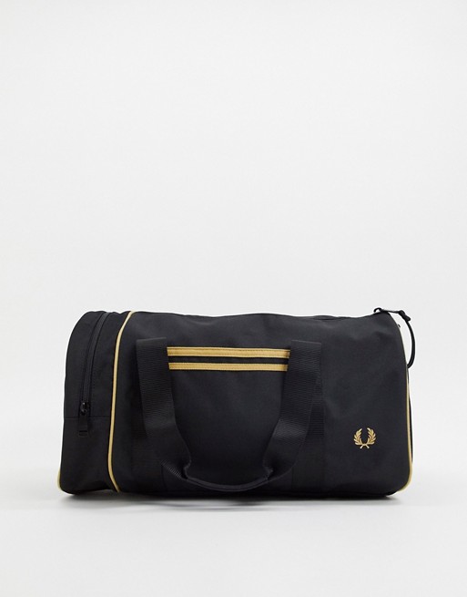 Fred Perry twin tipped barrel bag in black